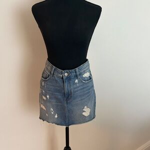 Zara Distressed Denim Mini Skirt